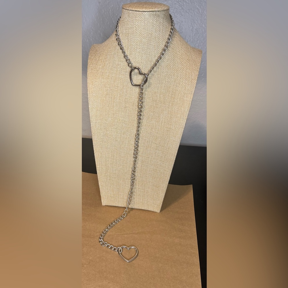 Leash Fetish Necklace with Double Heart Chain ⛓️‍💥 - 32 in - Picture 2 of 7